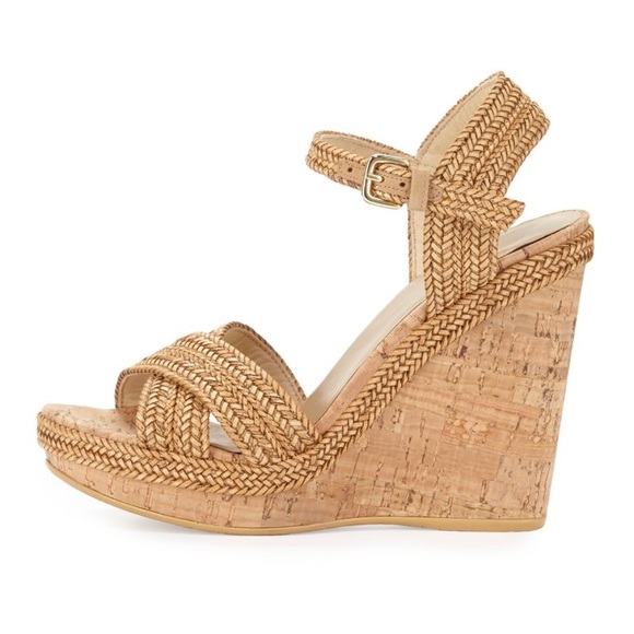 stuart weitzman minx woven cork wedge sandals